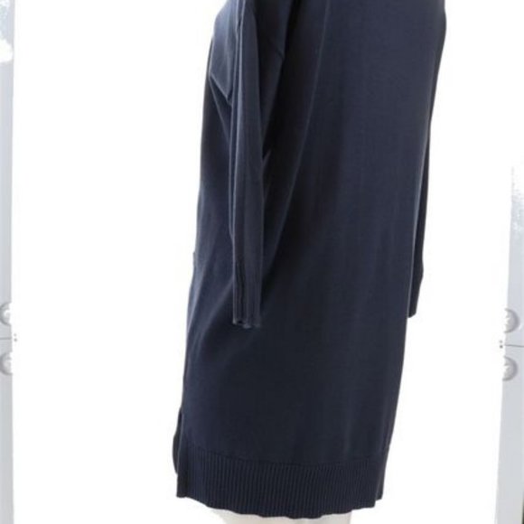 NWT ISAAC MIZRAHI DROP SHOULDER OPEN SWEATER CARDIGAN NIGHT INDIGO XXS - Picture 4 of 10